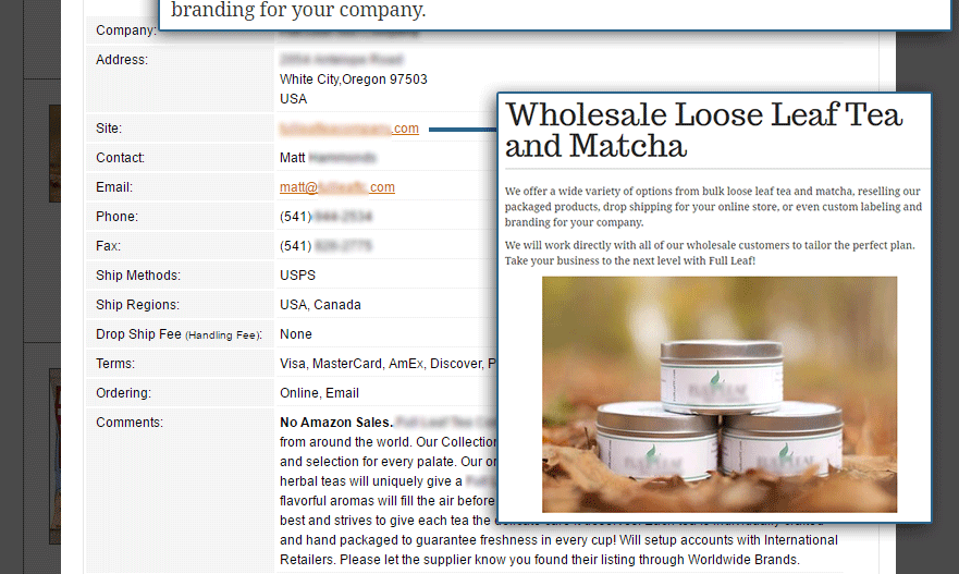 Worldwide Brands wholesaler directory results for matcha tea part 3